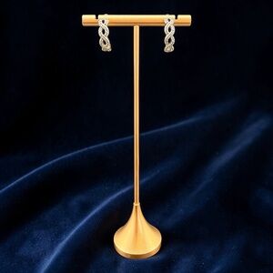 PAJ Prime Art Jewel 925 Sterling Silver Earrings Post Back Half Hoop Infinity